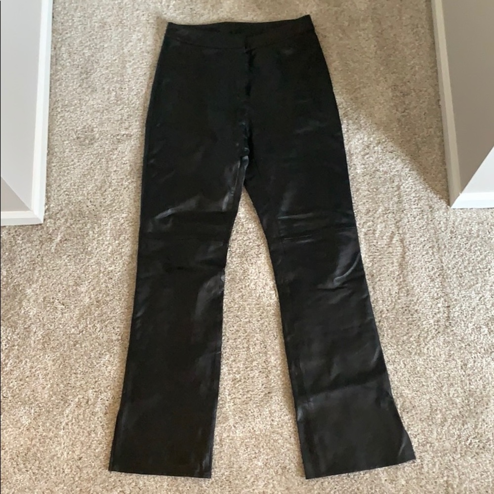 Cache Real Leather Black Pants